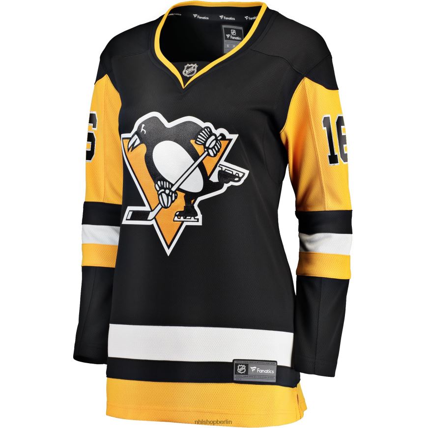 Frauen NHL Schwarzes Breakaway-Spielertrikot der Pittsburgh Penguins mit Jason Zucker Fanatics-Logo Kleidung BF680T1165