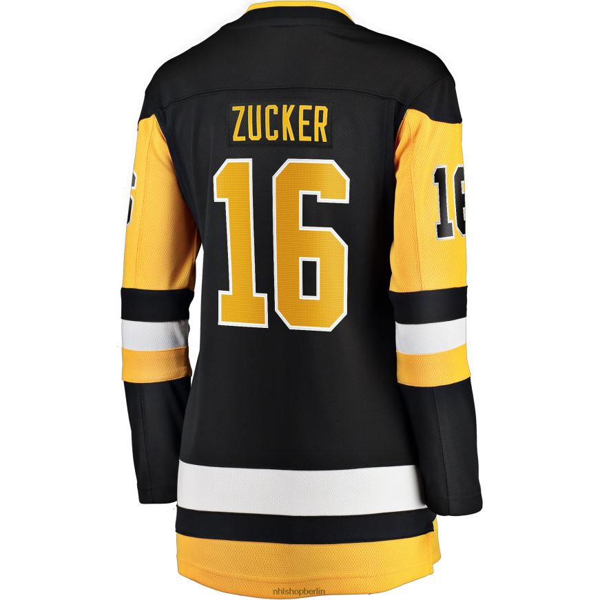 Frauen NHL Schwarzes Breakaway-Spielertrikot der Pittsburgh Penguins mit Jason Zucker Fanatics-Logo Kleidung BF680T1165