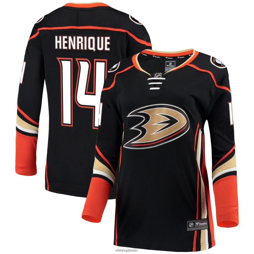 Frauen NHL Schwarzes Breakaway-Trikot der Anaheim Ducks mit Adam Henrique Fanatics-Logo Kleidung BF680T2098