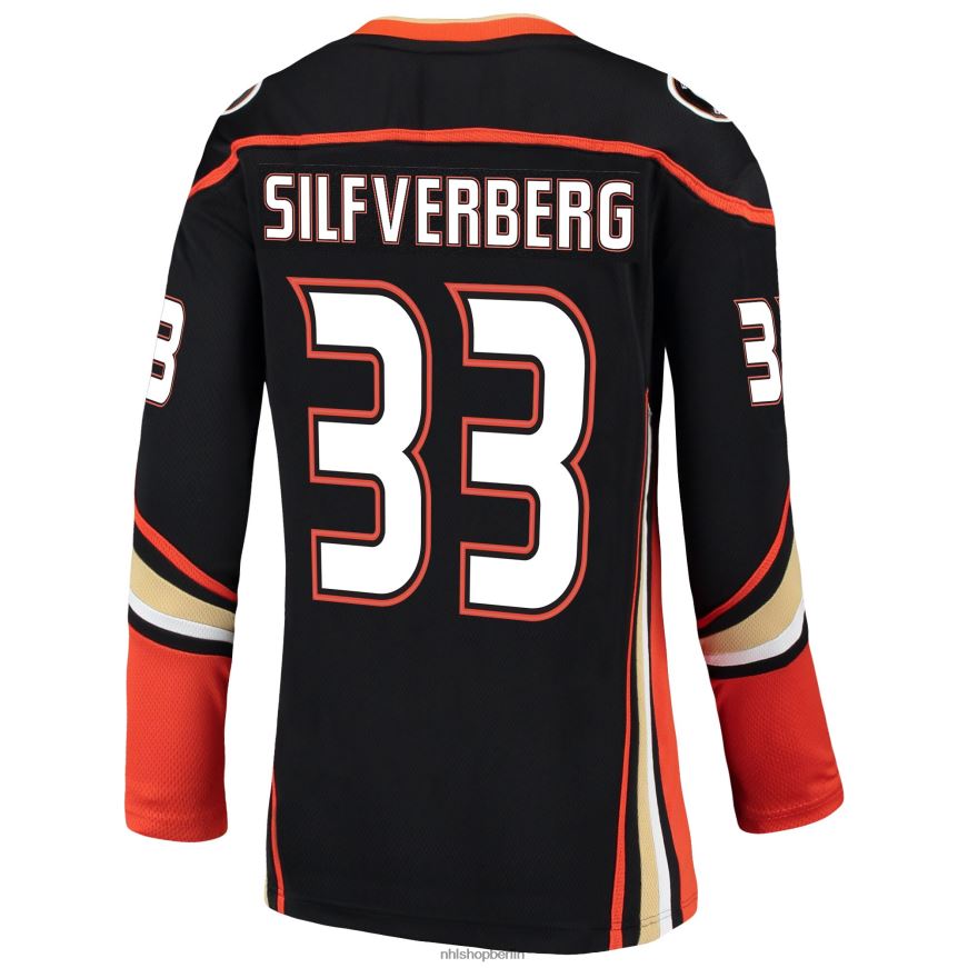 Frauen NHL Schwarzes Breakaway-Trikot der Anaheim Ducks mit Jakob Silfverberg Fanatics-Logo Kleidung BF680T1786