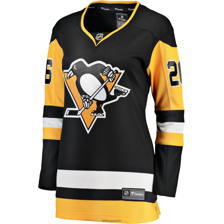 Frauen NHL Schwarzes Heim-Ausreißer-Spielertrikot der Pittsburgh Penguins mit Jeff Petry Fanatics-Logo Kleidung BF680T2192