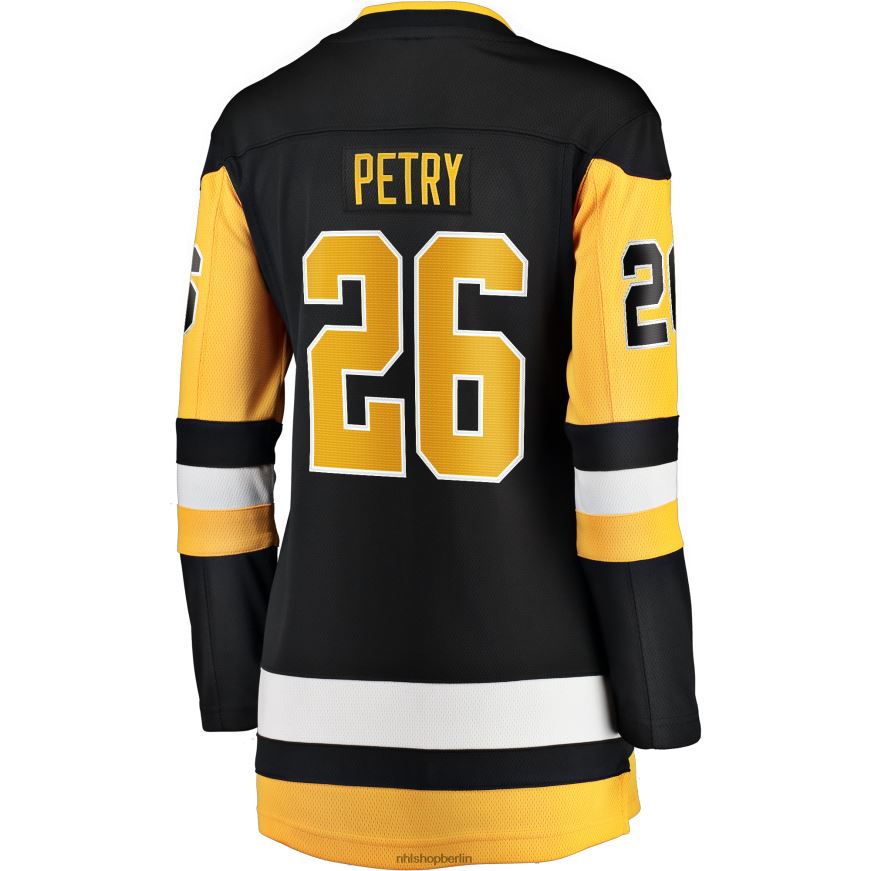 Frauen NHL Schwarzes Heim-Ausreißer-Spielertrikot der Pittsburgh Penguins mit Jeff Petry Fanatics-Logo Kleidung BF680T2192