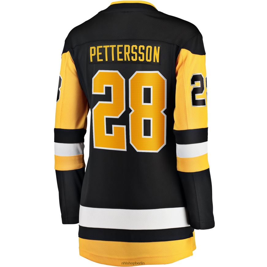 Frauen NHL Schwarzes Heim-Ausreißer-Spielertrikot der Pittsburgh Penguins mit Marcus Pettersson-Fanatiker-Logo Kleidung BF680T1761