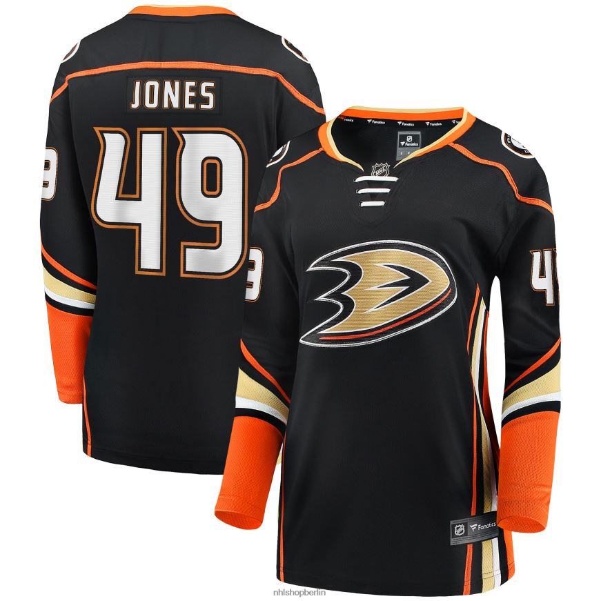 Frauen NHL Schwarzes Heim-Ausreißertrikot der Anaheim Ducks mit Fanatics-Logo der Max Jones Kleidung BF680T1921