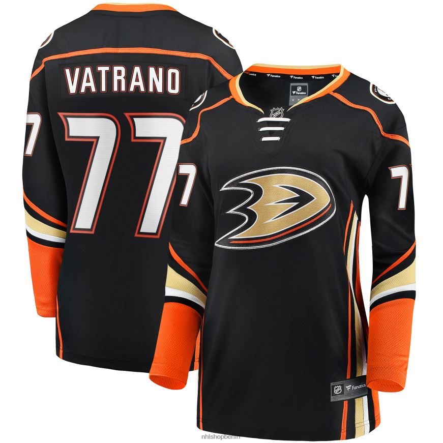 Frauen NHL Schwarzes Heim-Ausreißertrikot der Anaheim Ducks mit Frank Vatrano Fanatics-Logo Kleidung BF680T2138