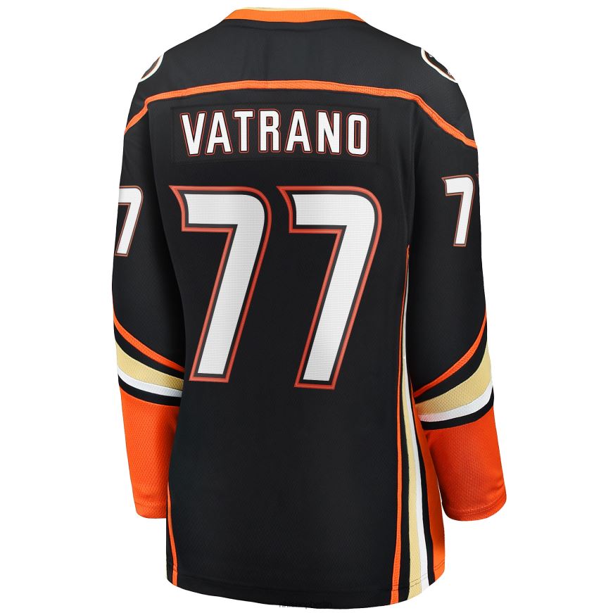 Frauen NHL Schwarzes Heim-Ausreißertrikot der Anaheim Ducks mit Frank Vatrano Fanatics-Logo Kleidung BF680T2138