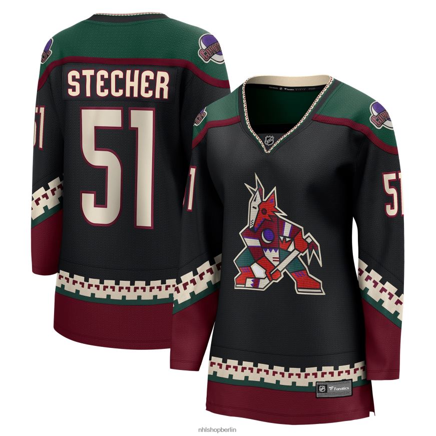 Frauen NHL Schwarzes Heim-Ausreißertrikot der Arizona Coyotes mit Fanatics-Logo von Troy Stecher Kleidung BF680T2116