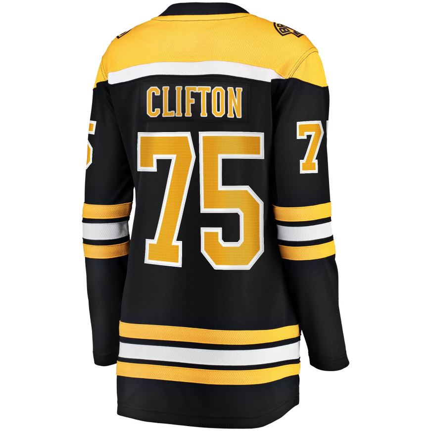 Frauen NHL Schwarzes Heim-Breakaway-Trikot der Boston Bruins mit Fanatics-Logo von Connor Clifton Kleidung BF680T1508