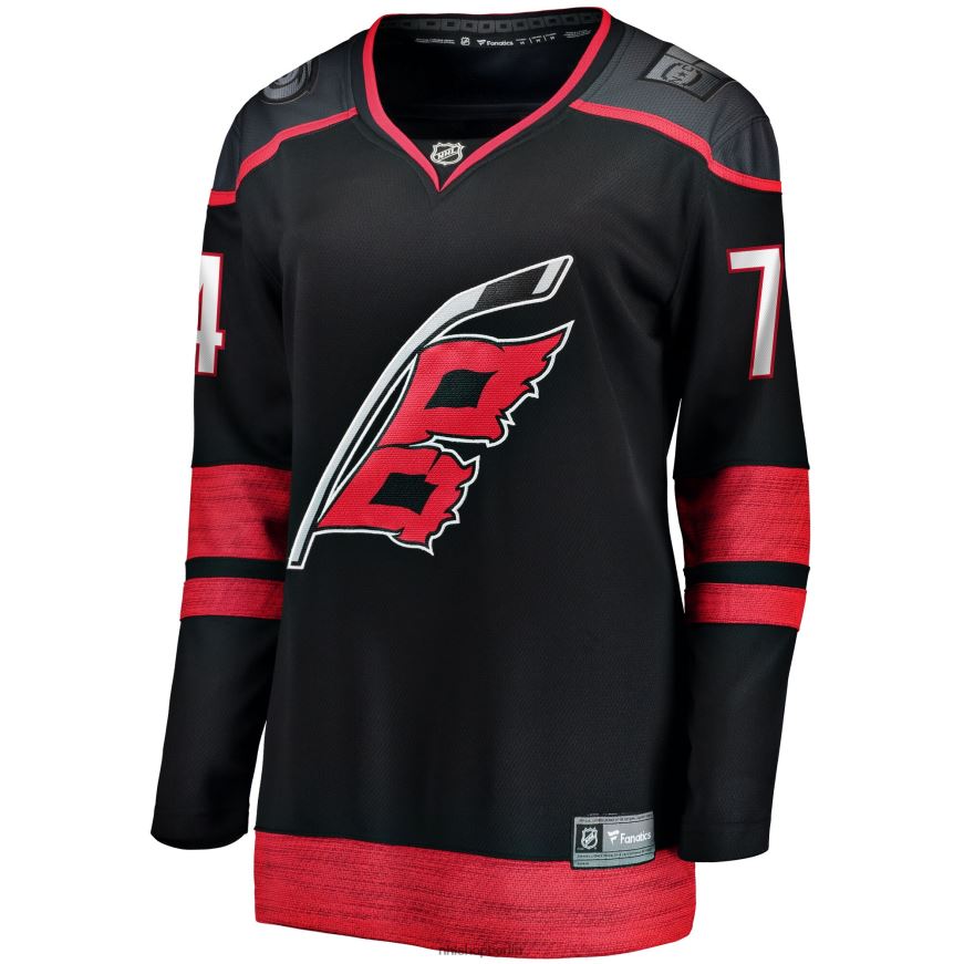 Frauen NHL Schwarzes Heimtrikot der Breakaway-Spieler der Carolina Hurricanes mit Jacob Slavin Fanatics-Logo Kleidung BF680T796