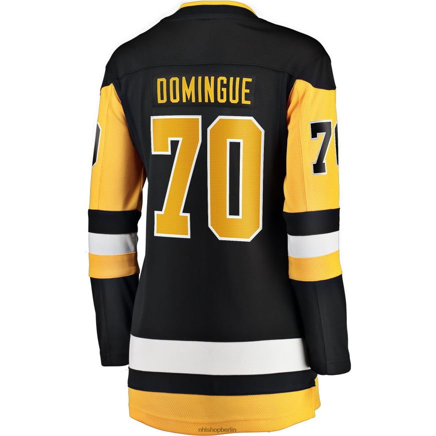 Frauen NHL Schwarzes Home-Breakaway-Spielertrikot der Pittsburgh Penguins mit Fanatics-Logo der Louis Domingue Kleidung BF680T2423