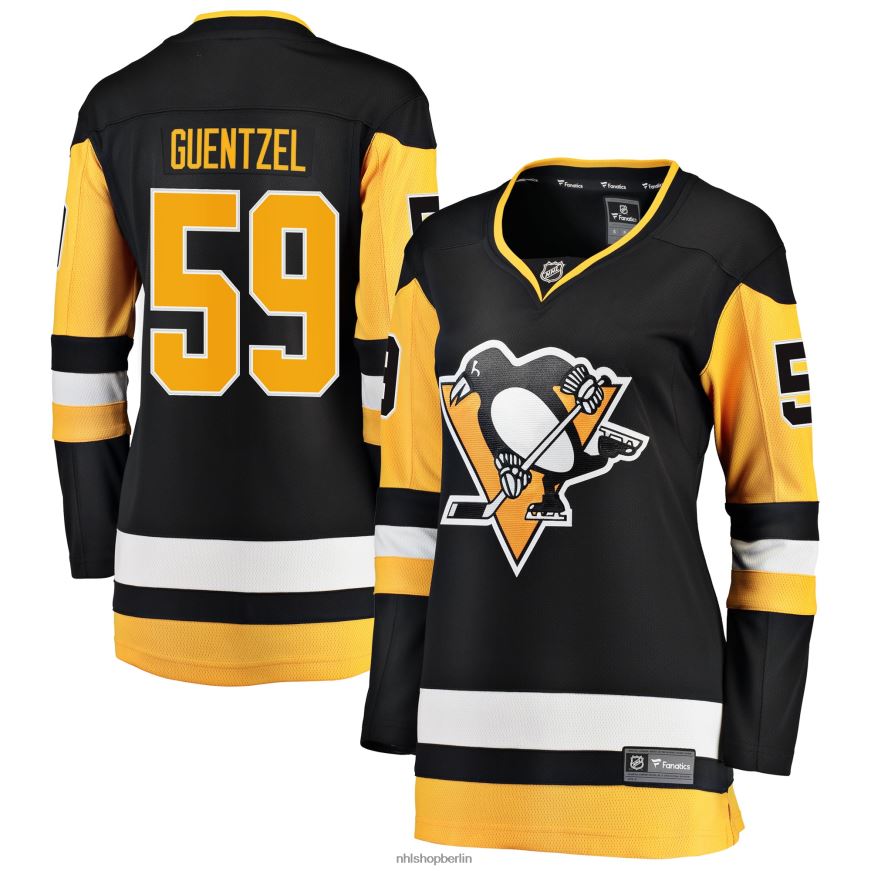 Frauen NHL Schwarzes Premier Breakaway-Heimtrikot der Pittsburgh Penguins mit Fanatics-Logo von Jake Guentzel Kleidung BF680T645