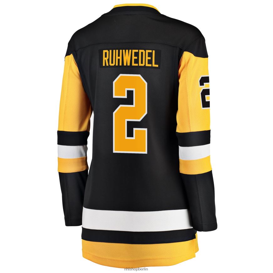 Frauen NHL Schwarzes Premier-Breakaway-Spielertrikot der Pittsburgh Penguins mit Chad-Ruhwedel-Fanatiker-Logo Kleidung BF680T1940