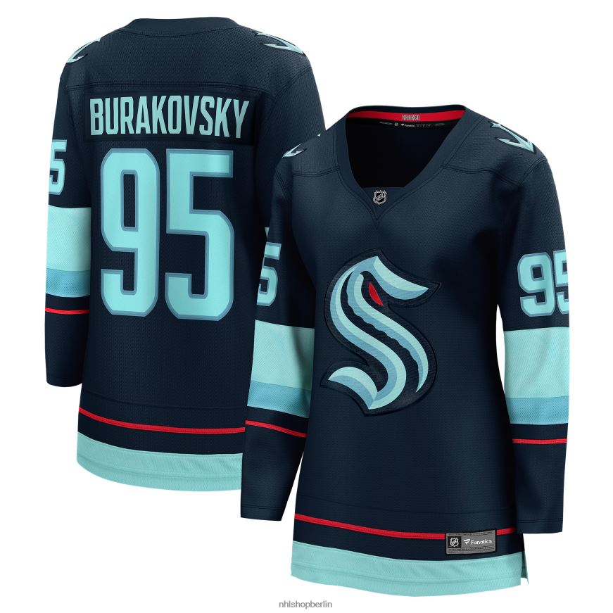 Frauen NHL Seattle Kraken Andre Burakovsky Fanatics Branded Marineblaues Breakaway-Heimtrikot für Spieler Kleidung BF680T1261