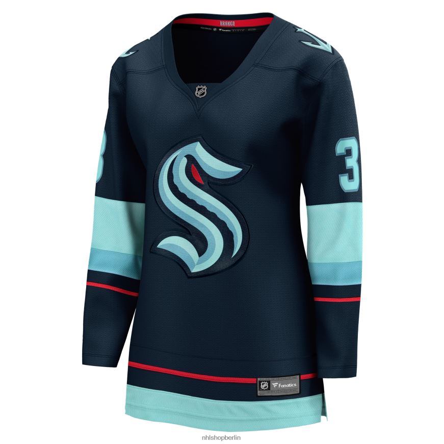 Frauen NHL Seattle Kraken Will Borgen Fanatics-Heimtrikot mit tiefseeblauem Breakaway-Spieler-Logo Kleidung BF680T1809