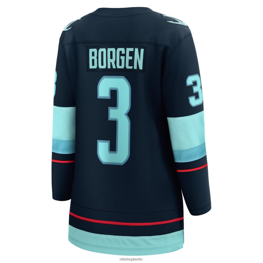 Frauen NHL Seattle Kraken Will Borgen Fanatics-Heimtrikot mit tiefseeblauem Breakaway-Spieler-Logo Kleidung BF680T1809