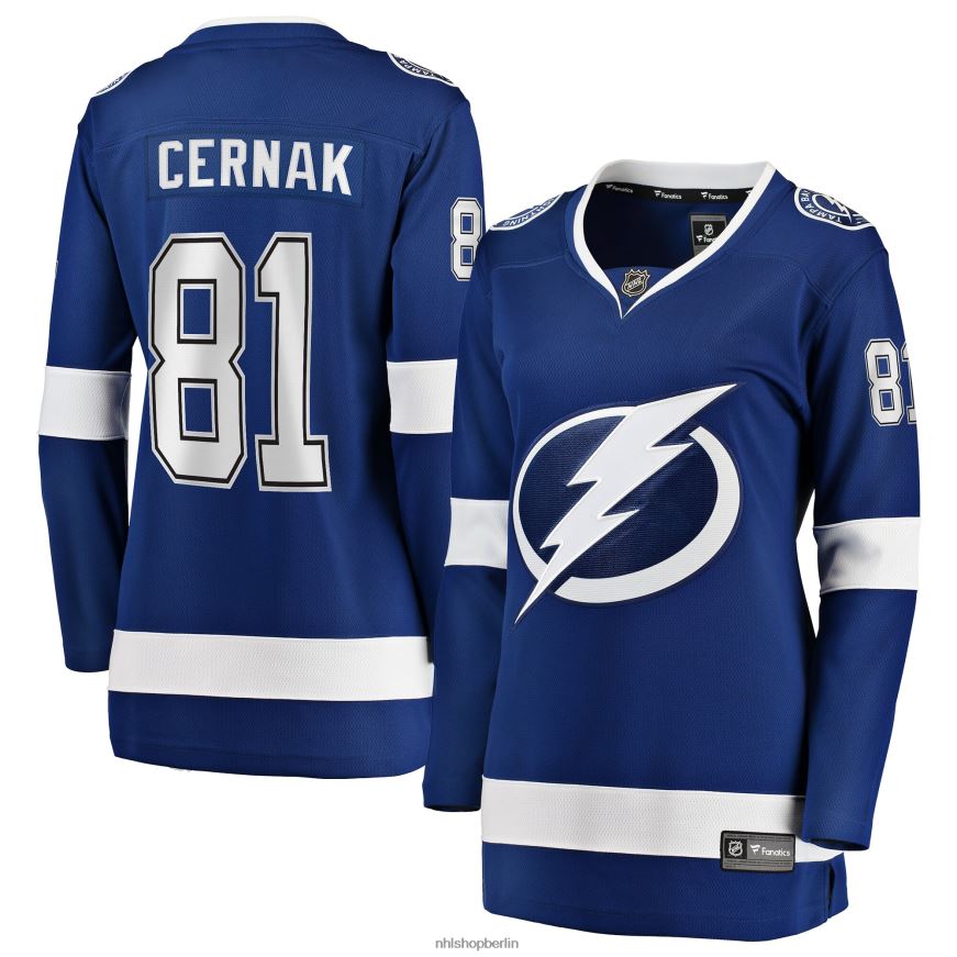 Frauen NHL Tampa Bay Lightning Erik Cernak Fanatics-gebrandetes blaues Home-Breakaway-Spielertrikot Kleidung BF680T1700