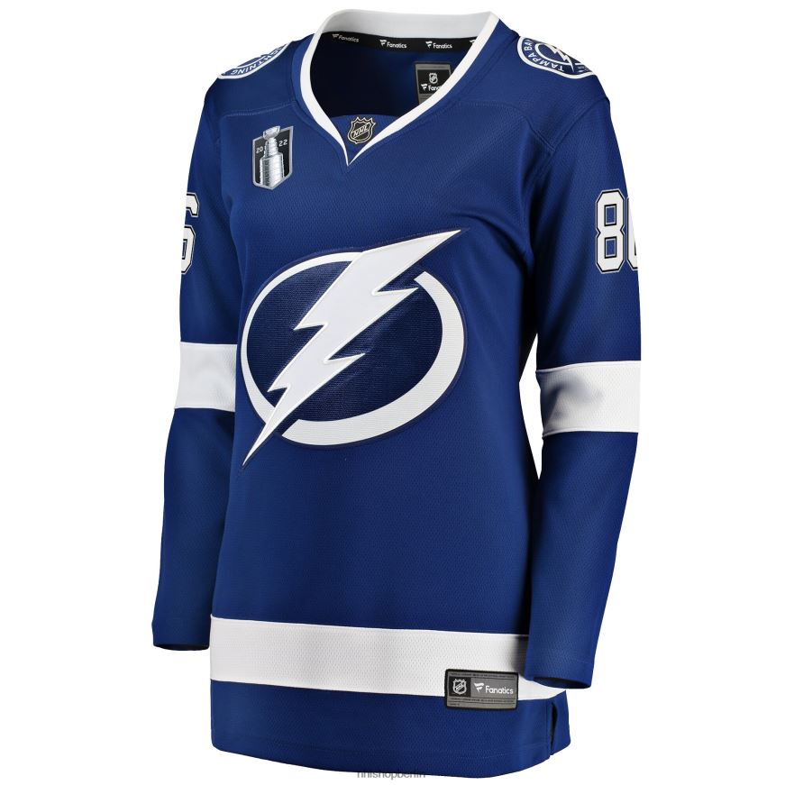 Frauen NHL Tampa Bay Lightning Nikita Kucherov Fanatics Branded Blue Home 2022 Stanley Cup Final Breakaway Player Jersey Kleidung BF680T818