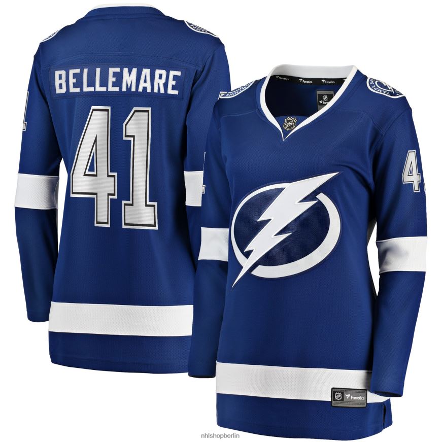 Frauen NHL Tampa Bay Lightning Pierre-Edouard Bellemare Fanatics-Heimtrikot mit Fanatics-Logo in Blau Kleidung BF680T1906