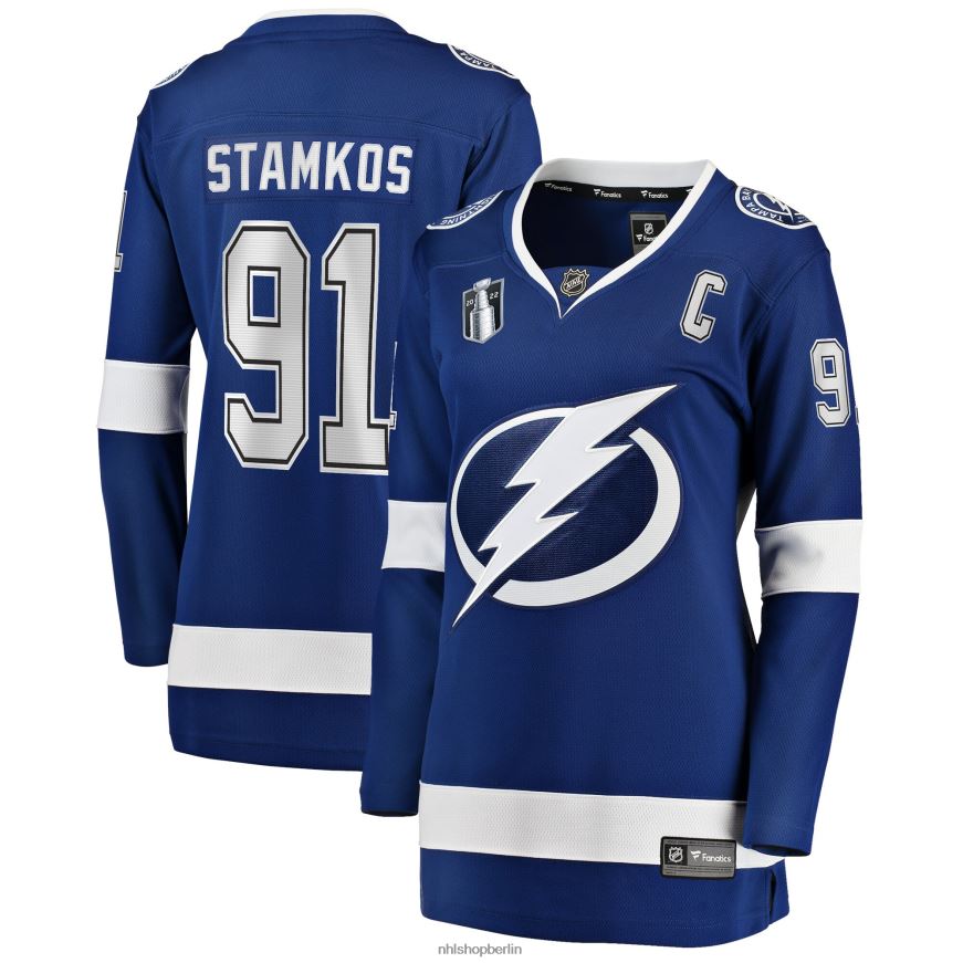 Frauen NHL Tampa Bay Lightning Steven Stamkos Fanatics Branded Blue Home 2022 Stanley Cup Final Breakaway Player Jersey Kleidung BF680T407