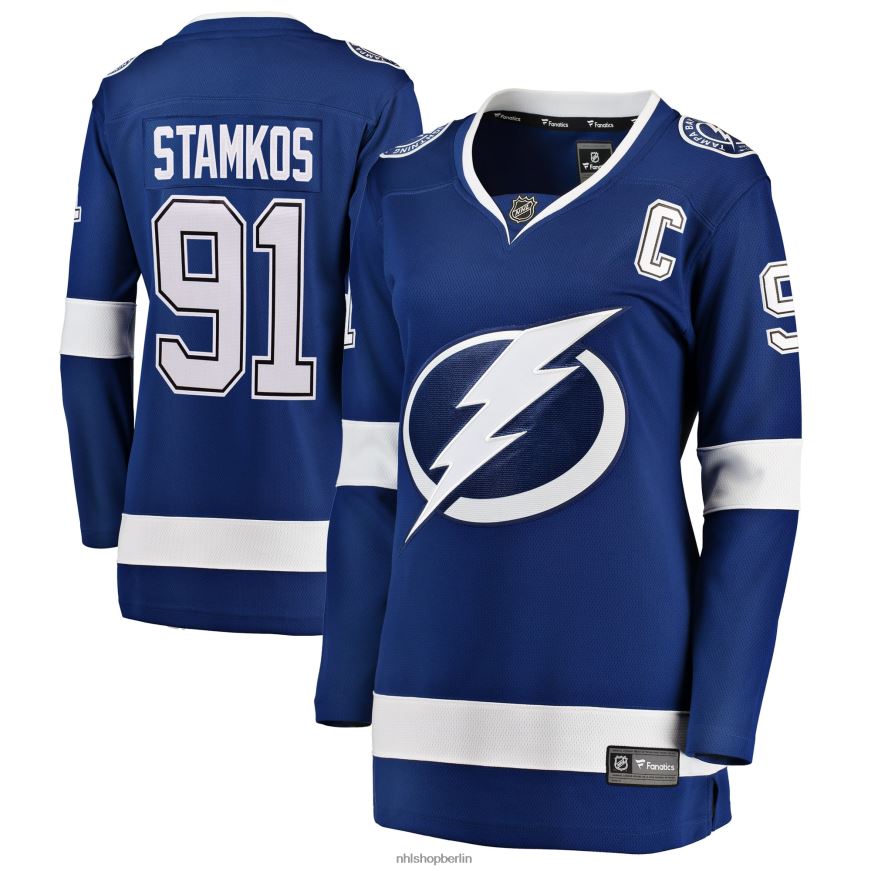 Frauen NHL Tampa Bay Lightning Steven Stamkos Fanatics-gebrandetes blaues Home-Breakaway-Spielertrikot Kleidung BF680T1121