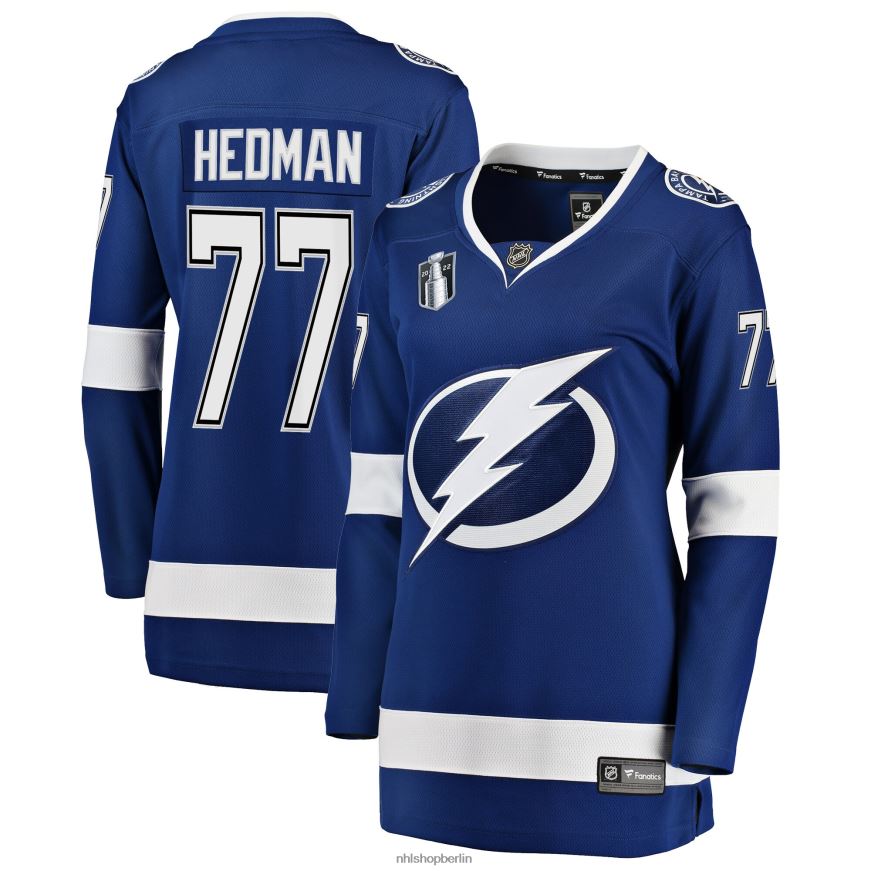 Frauen NHL Tampa Bay Lightning Victor Hedman Fanatics Branded Blue Home 2022 Stanley Cup Final Breakaway Player Jersey Kleidung BF680T1230