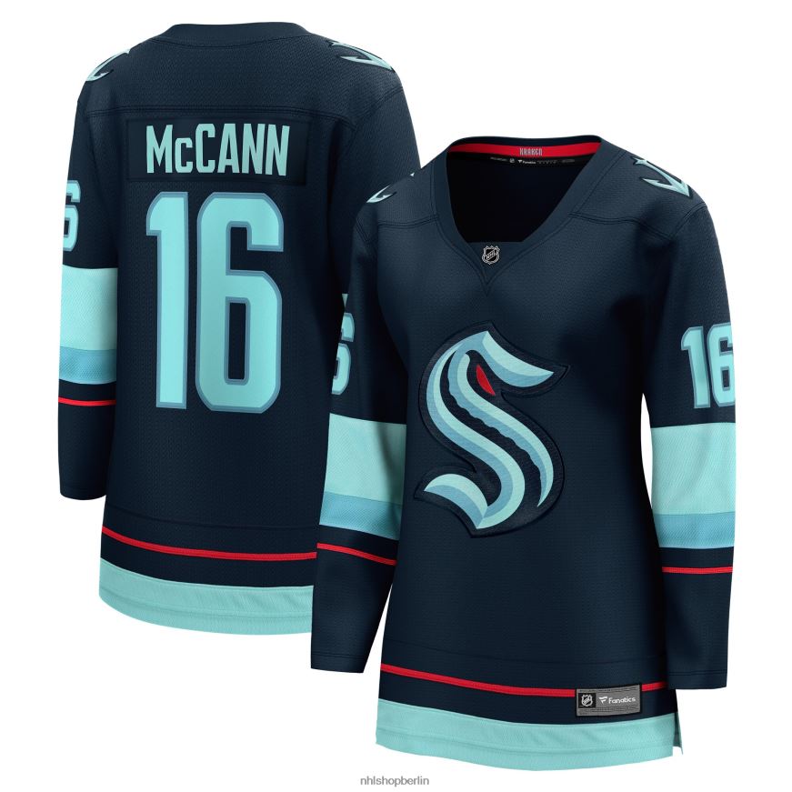 Frauen NHL Tiefseeblaues Breakaway-Heimtrikot mit Fanatics-Logo von Seattle Kraken und Jared McCann Kleidung BF680T1176