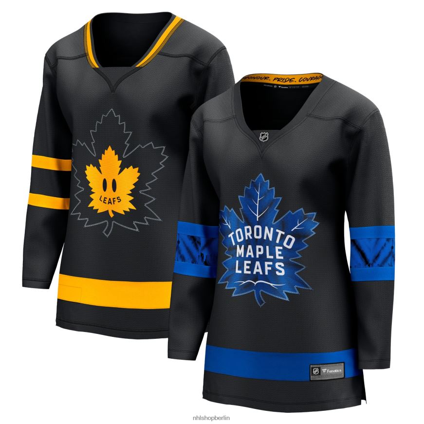 Frauen NHL Toronto Maple Leafs Fanatics gebrandetes schwarzes Alternative-Premier-Breakaway-Wende-Rohling-Trikot Kleidung BF680T743