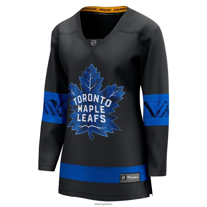 Frauen NHL Toronto Maple Leafs Fanatics gebrandetes schwarzes Alternative-Premier-Breakaway-Wende-Rohling-Trikot Kleidung BF680T743