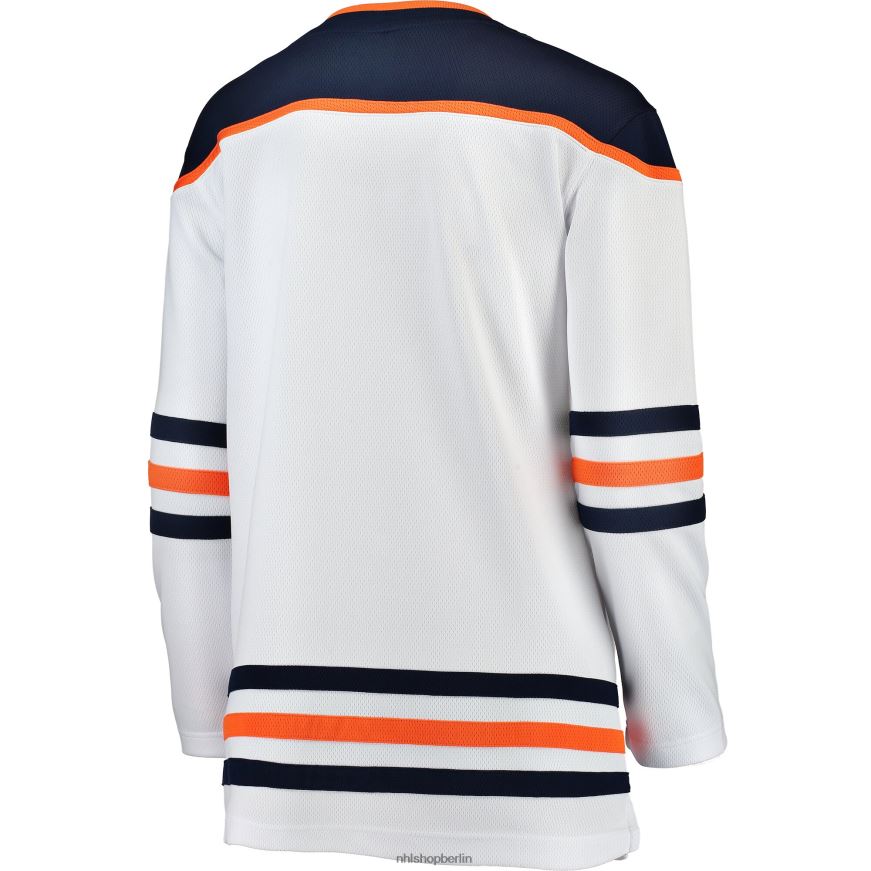 Frauen NHL Weißes Auswärtstrikot der Edmonton Oilers mit Fanatics-Logo Kleidung BF680T955