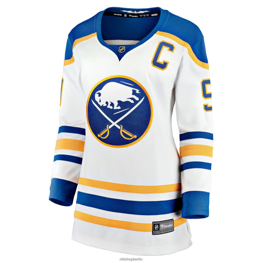 Frauen NHL Weißes Auswärtstrikot des Premier Breakaway-Spielers mit Fanatics-Logo der Buffalo Sabres und Jack Eichel Kleidung BF680T1144