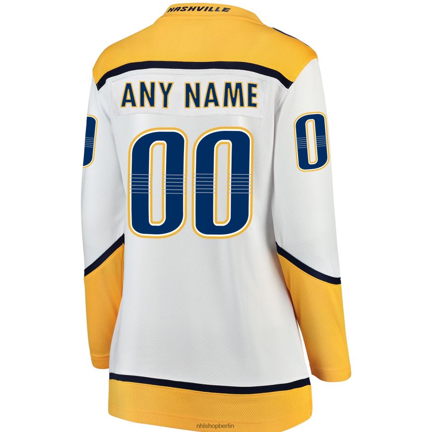 Frauen NHL Weißes Auswärtstrikot mit Fanatics-Logo der Nashville Predators Kleidung BF680T1773