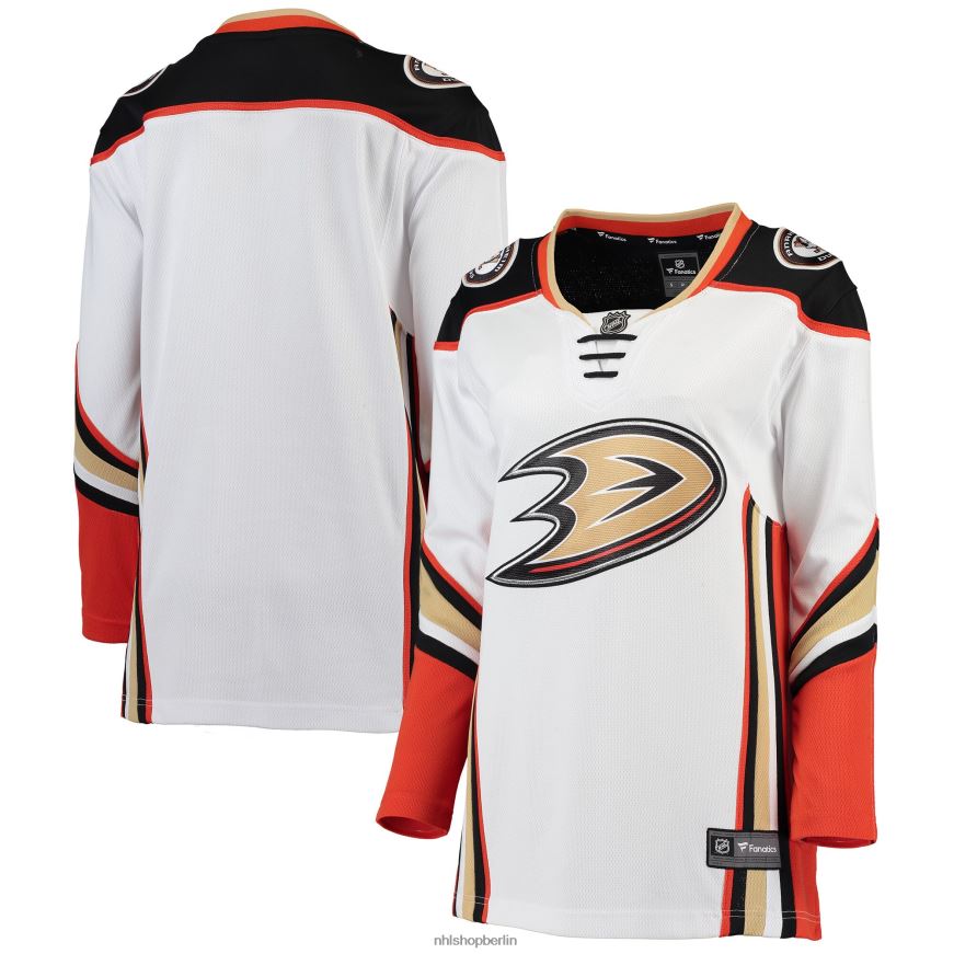 Frauen NHL Weißes Breakaway-Auswärtstrikot der Anaheim Ducks mit Fanatics-Logo Kleidung BF680T1310