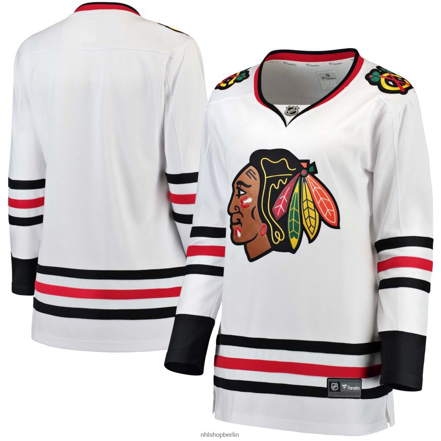 Frauen NHL Weißes Breakaway-Auswärtstrikot der Chicago Blackhawks mit Fanatiker-Logo Kleidung BF680T1727