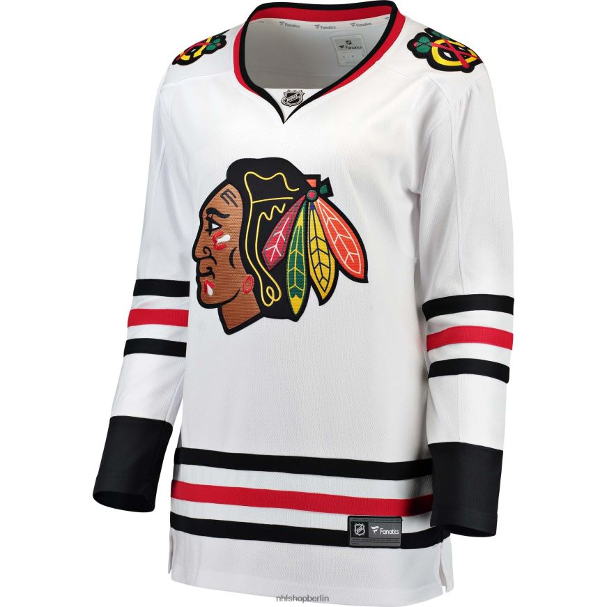 Frauen NHL Weißes Breakaway-Auswärtstrikot der Chicago Blackhawks mit Fanatiker-Logo Kleidung BF680T1727