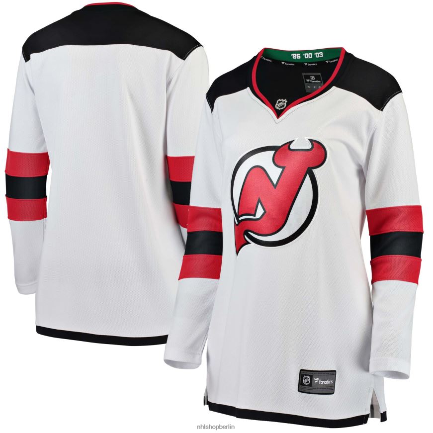 Frauen NHL Weißes Breakaway-Auswärtstrikot der New Jersey Devils mit Fanatics-Logo Kleidung BF680T1087