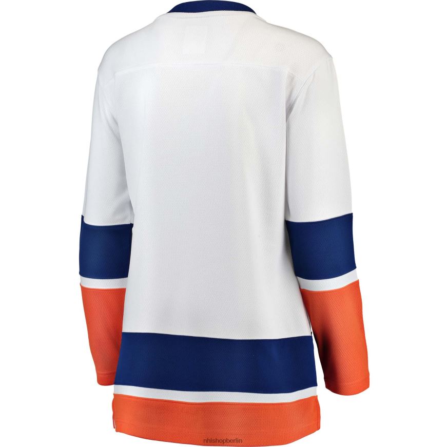 Frauen NHL Weißes Breakaway-Auswärtstrikot der New York Islanders mit Fanatics-Logo Kleidung BF680T1393