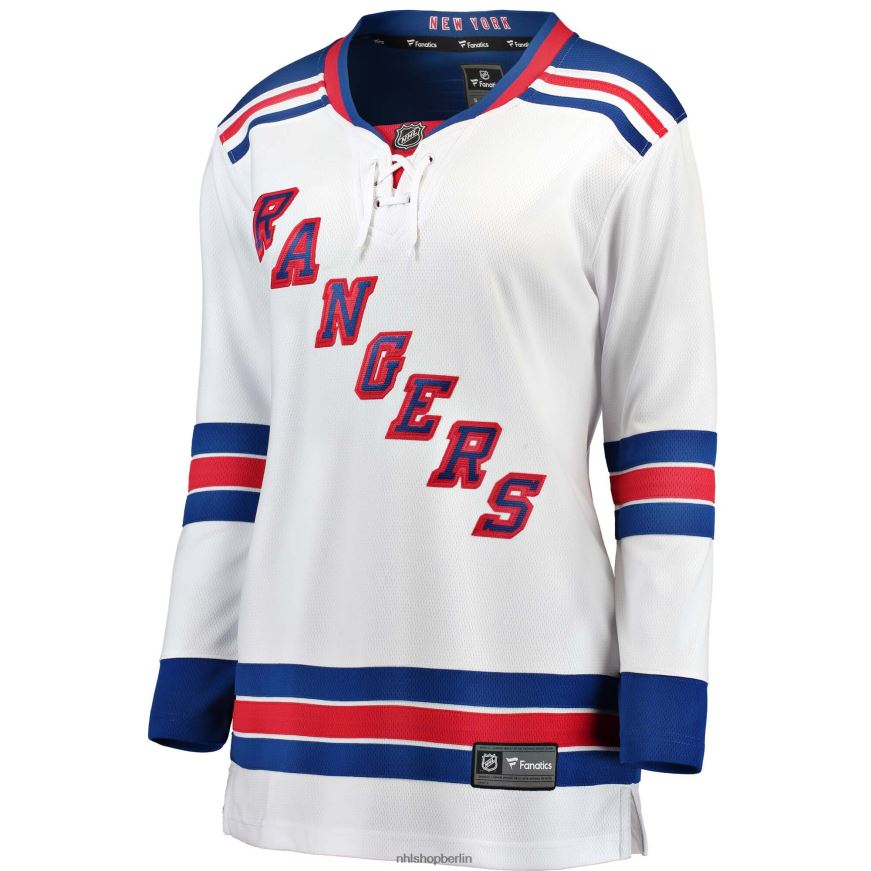 Frauen NHL Weißes Breakaway-Auswärtstrikot der New York Rangers mit Fanatics-Logo Kleidung BF680T479