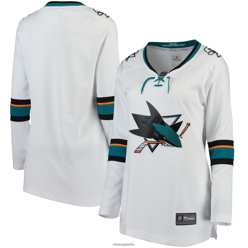 Frauen NHL Weißes Breakaway-Auswärtstrikot der San Jose Sharks mit Fanatics-Logo Kleidung BF680T880