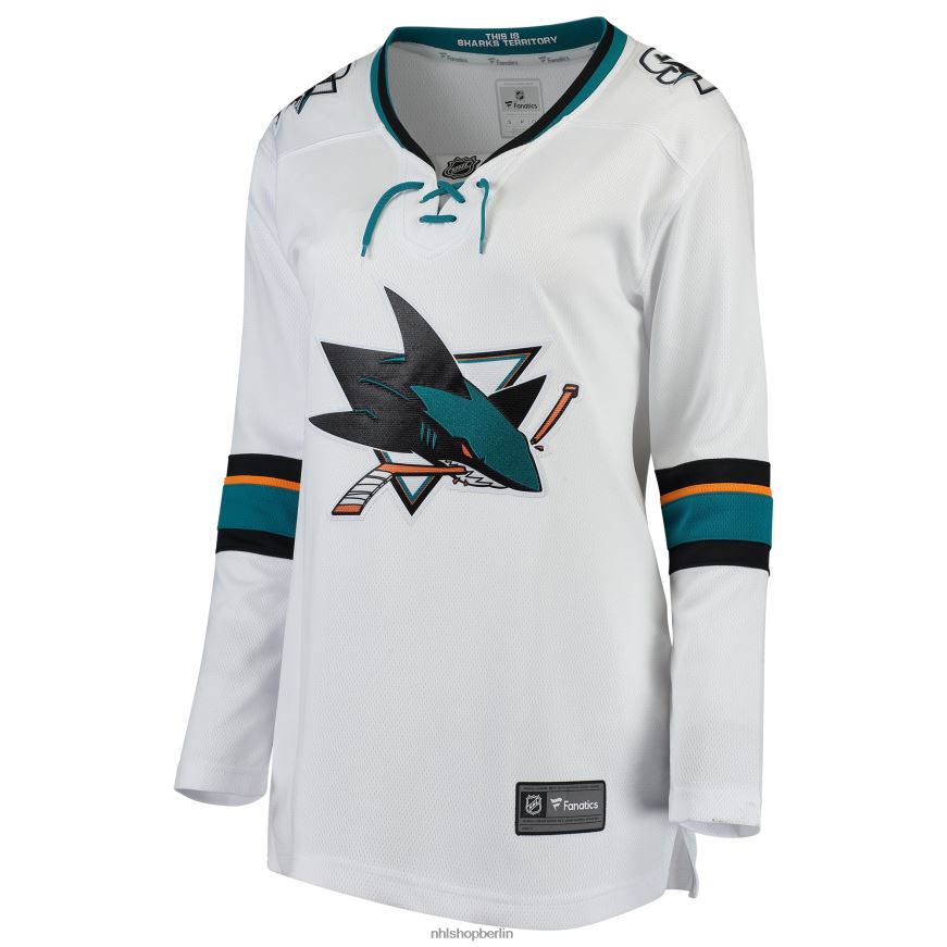 Frauen NHL Weißes Breakaway-Auswärtstrikot der San Jose Sharks mit Fanatics-Logo Kleidung BF680T880