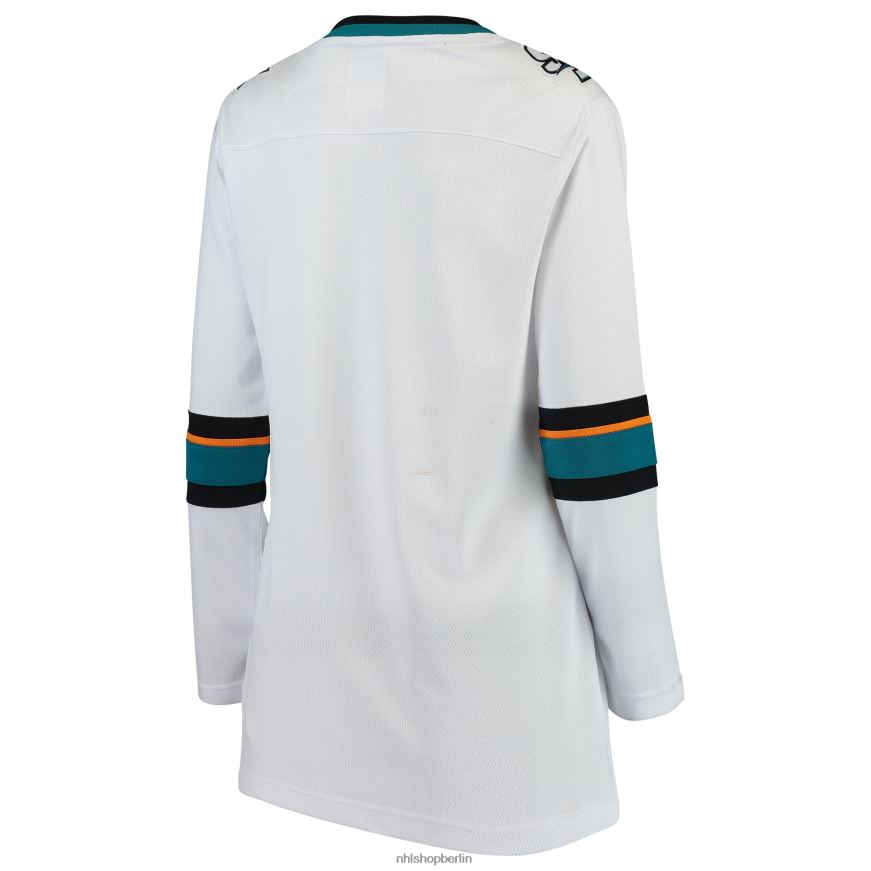 Frauen NHL Weißes Breakaway-Auswärtstrikot der San Jose Sharks mit Fanatics-Logo Kleidung BF680T880