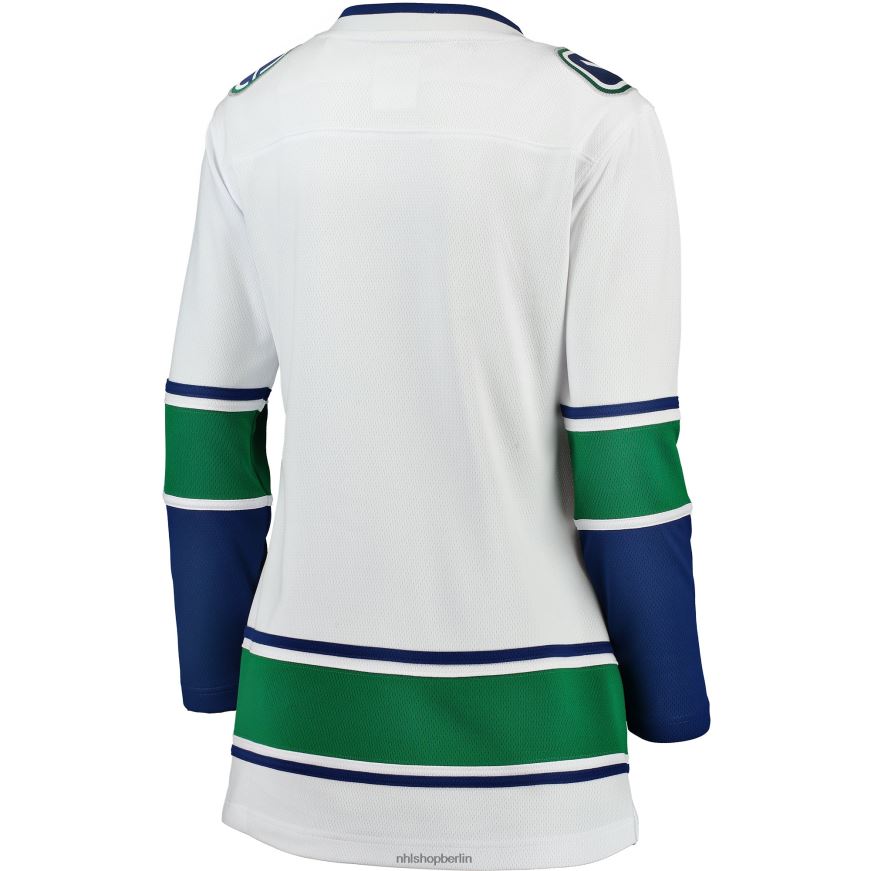 Frauen NHL Weißes Breakaway-Auswärtstrikot der Vancouver Canucks mit Fanatics-Logo Kleidung BF680T1385