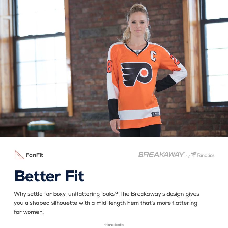 Frauen NHL Weißes Breakaway-Auswärtstrikot mit Fanatics-Logo der Philadelphia Flyers Kleidung BF680T1707