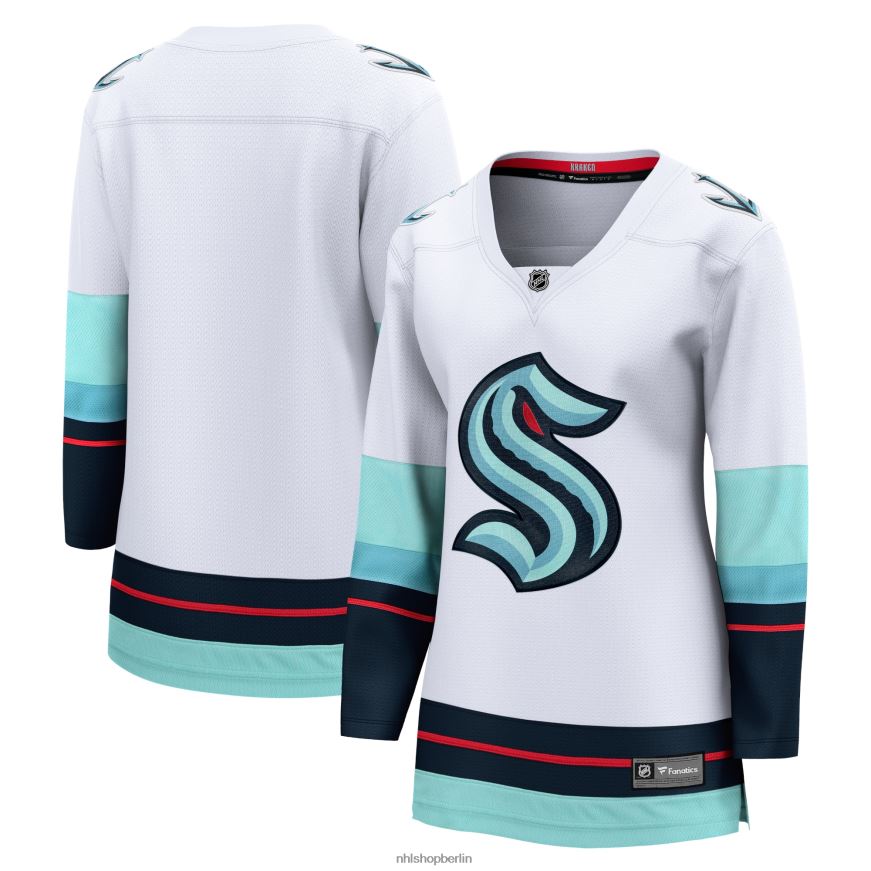 Frauen NHL Weißes Breakaway-Auswärtstrikot mit Seattle Kraken Fanatics-Logo Kleidung BF680T233