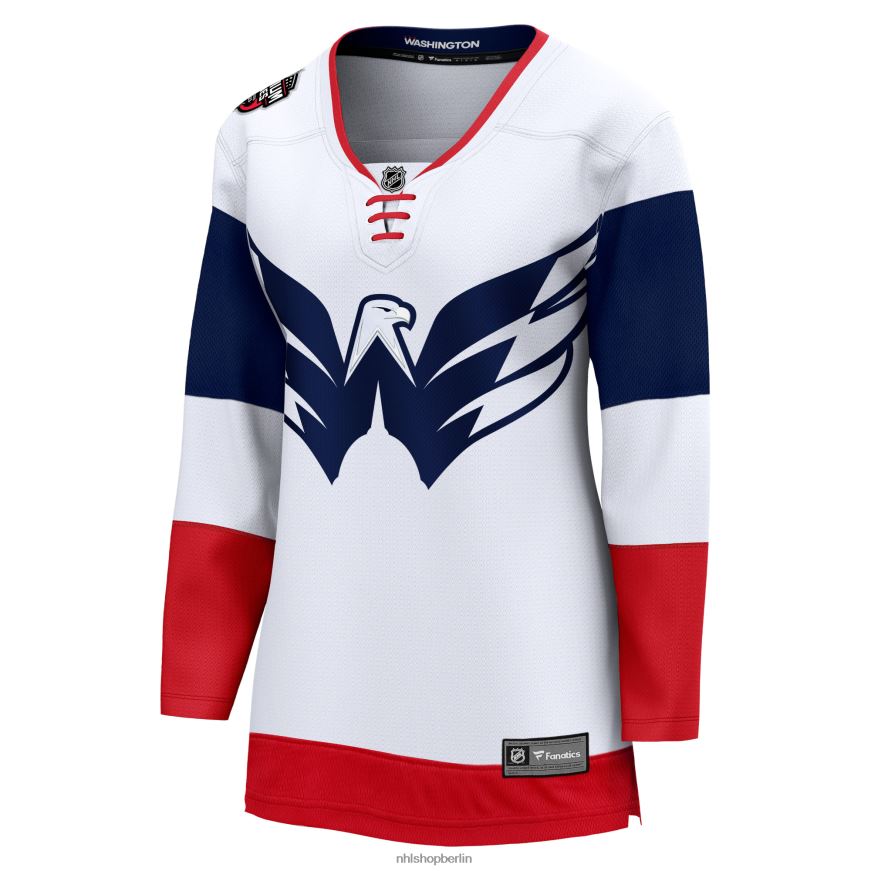 Frauen NHL Weißes Breakaway-Spielertrikot der Stadium Series 2023 von Washington Capitals mit Fanatics-Logo von Tom Wilson Kleidung BF680T658