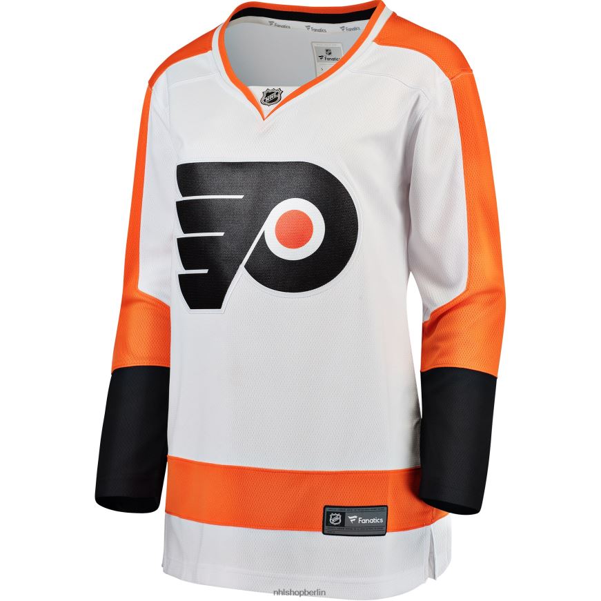 Frauen NHL Weißes individuelles Auswärtstrikot mit Fanatics-Logo der Philadelphia Flyers Kleidung BF680T1417