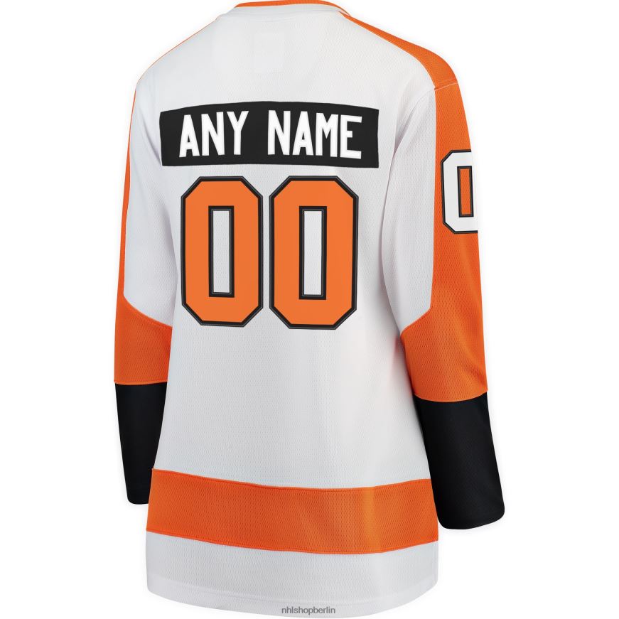 Frauen NHL Weißes individuelles Auswärtstrikot mit Fanatics-Logo der Philadelphia Flyers Kleidung BF680T1417