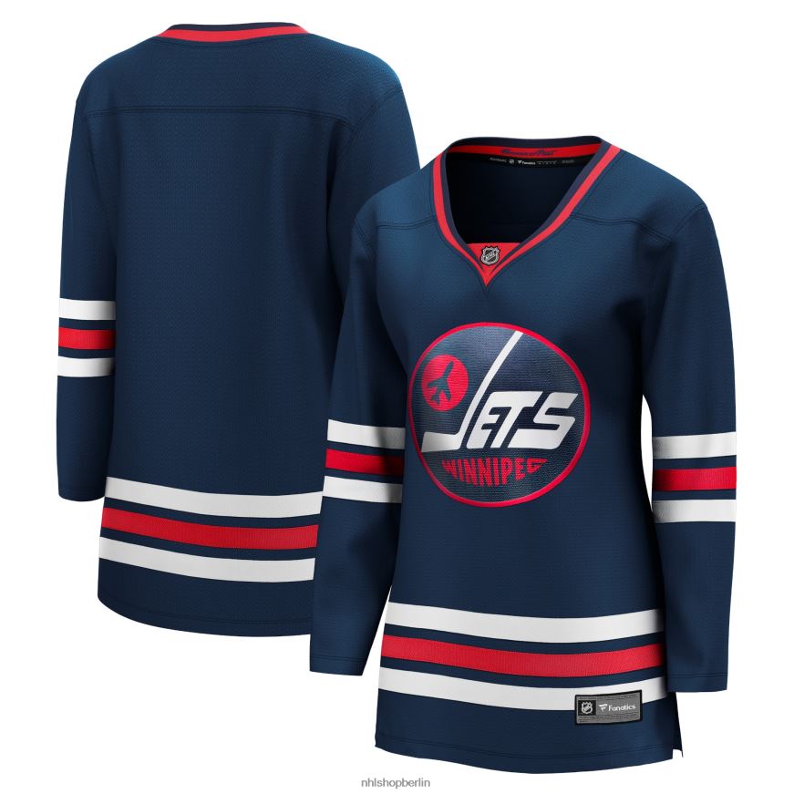 Frauen NHL Winnipeg Jets Fanatics Branded Navy 2021/22 Alternatives Premier Breakaway-Spielertrikot Kleidung BF680T1035