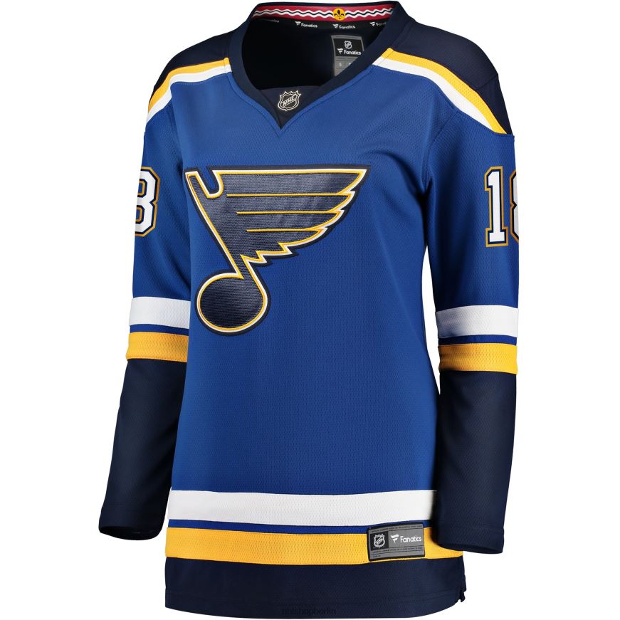 Frauen NHL st Blaues Heim-Ausreißer-Spielertrikot mit Louis Blues Robert Thomas Fanatics-Logo Kleidung BF680T1499