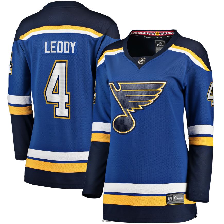 Frauen NHL st Blaues Heim-Ausreißertrikot mit Fanatics-Logo der Louis Blues Nick Leddy Kleidung BF680T2309