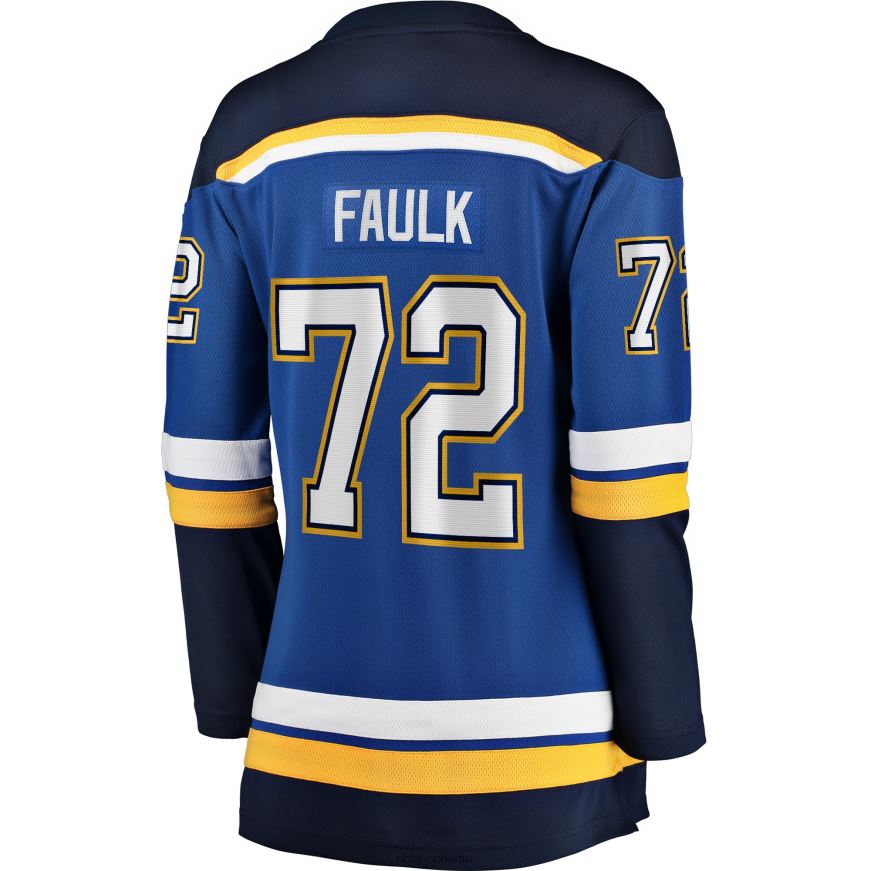 Frauen NHL st Blaues Heim-Ausreißertrikot mit Fanatics-Logo der Louis Blues und Justin Faulk Kleidung BF680T1256